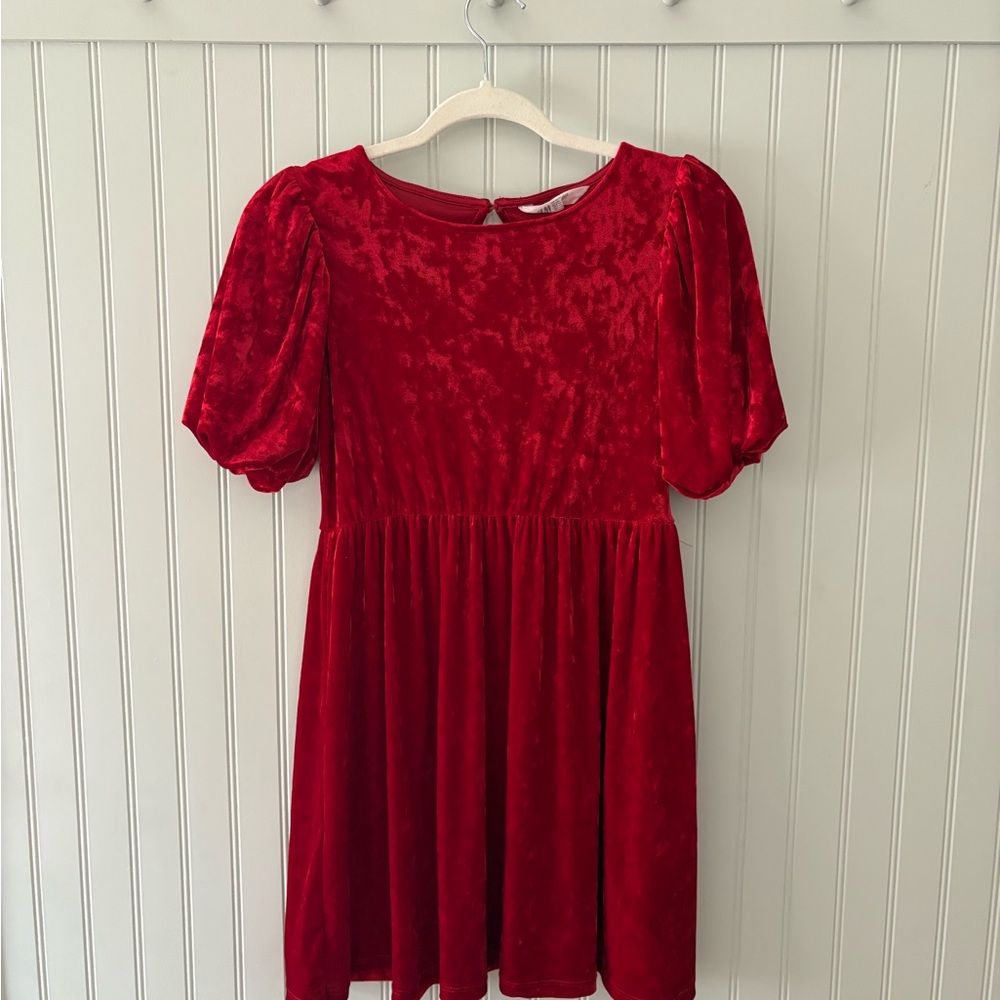 Elegant Red Velvet Kids Dress